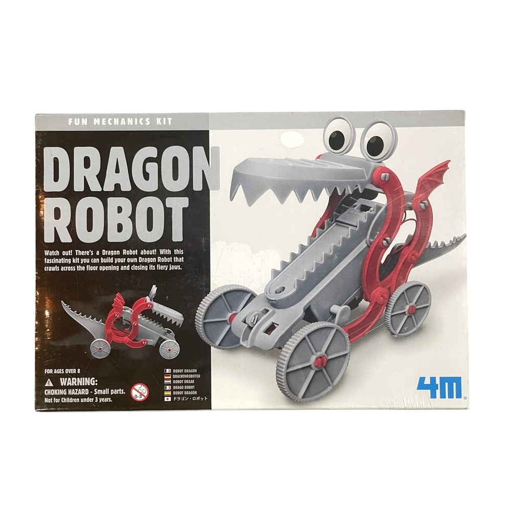 4M Fun Mechanics Dragon Robot STEM Building Kit Unisex OS Gray Science Toy NWT